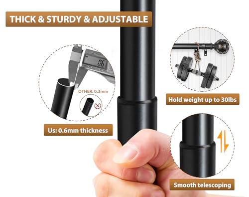 KAMANINA Double Curtain Rod 140 to 180 Inch, Extra Long, Adjustable, Black - color: Black, size: 140-180"