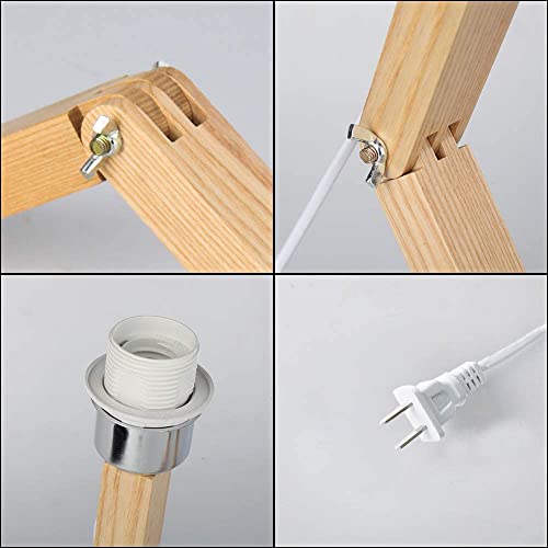 Robot Bedside Lamp, Fabric Lampshade Match Foldable Solid Wood Body, Creative E27 Screw Table Lamp for Bedroom Living Room - style: Modern