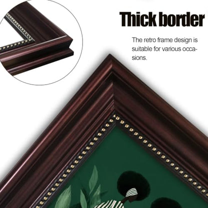 Dark Brown Framed Green White Striped Black Woman Wall Art 9x11 in - color: 3Green Abstract Woman, size: 9x11 in