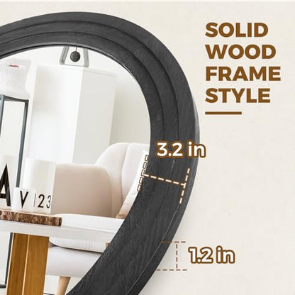 71x32 Arched Full Length Mirror, Solid Wood 3 Layer Frame, Black - color: Black-3 Layer-ar Frame, size: 71"L x 32"W