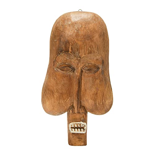 Bloomingville Hand-Carved Albasia Wood Mask Wall Decor