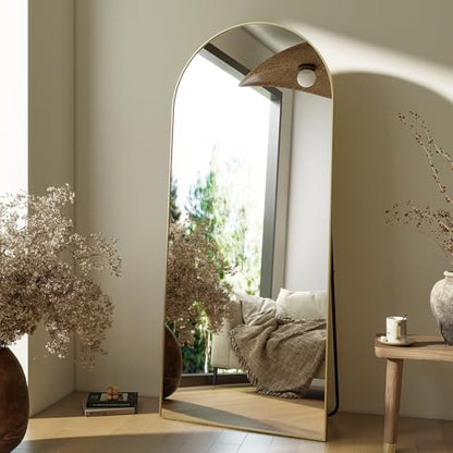 HARRITPURE 64"x21" Arched Full Length Mirror - color: Gold-rect Edge, size: 64"L x 21"W