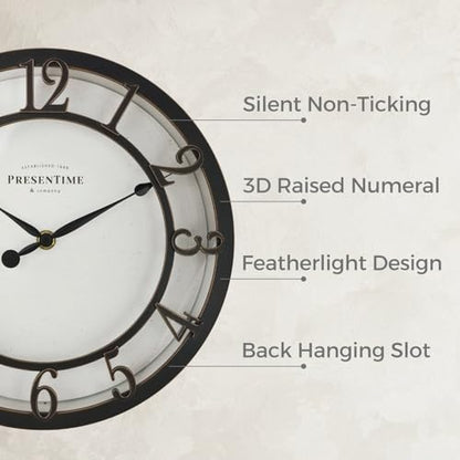 Presentime 10" Farmhouse Series Wall Clock - color: Oil Rubbed Bronze / Antique White, size: 10 inch