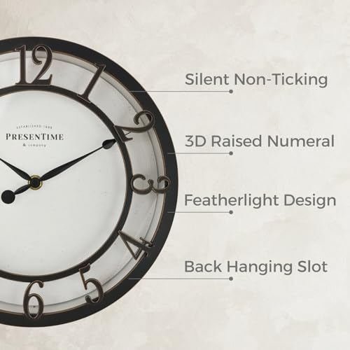Presentime 10" Farmhouse Series Wall Clock - color: Oil Rubbed Bronze / Antique White, size: 10 inch