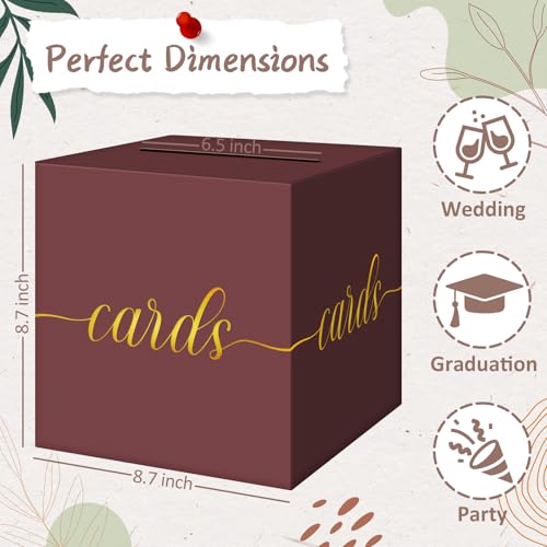 Elegant Maroon Graduation Card Box, Gold Foil Gift Card Box for Party - color: Z05 Maroon and Gold Foil