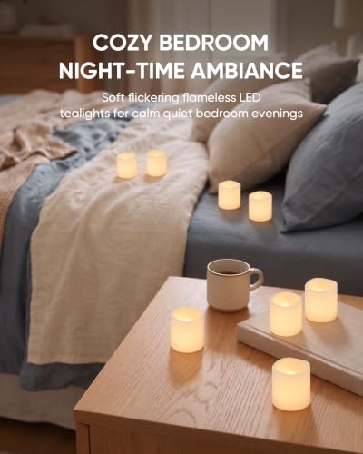 Homemory 50 Pack White Flameless Flickering LED Votive Tealights Candles - color: White (Warm White Llight), size: 50 Pack