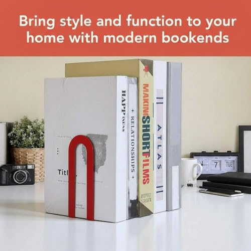 Chunful 6 Pcs Red Metal BookEnds Shelves, 5.5 x 3.75 x 2.25 in - color: Red, size: 5.5*3.75*2.25inch