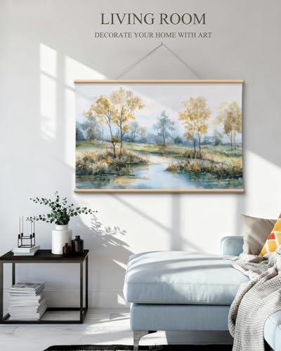 VIYYIEA Extra Large Canvas Wall Art - Watercolor River Landscape, 36x54 - color: Watercolor Marshland