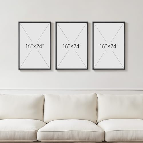 Framed Boho Black and White Abstract Wall Art Set, 3 Piece Canvas Prints - color: Geometric - D, size: 16" W x 24" H x 3Pcs