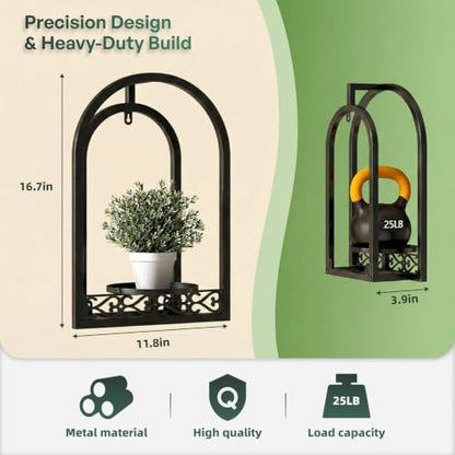 3 Pack Wall Plant Stands Indoor, wall Mounted Plant Holders, Black - color: 3 Pack Black