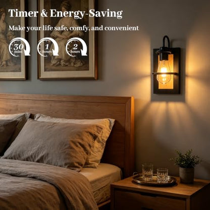 Farmhouse Wall Sconces Battery Operated Set Of 2, Rechargeable Wall Lights - color: Black Light Wood, size: 3 Color