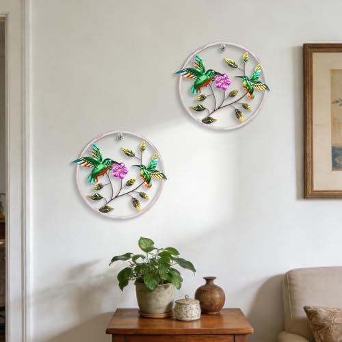 Newinhome 2 Pieces Hummingbird Wall Art Metal Bird Decor - color: 2 Pcs hummingbird