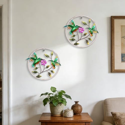 Newinhome 2 Pieces Hummingbird Wall Art Metal Bird Decor - color: 2 Pcs hummingbird