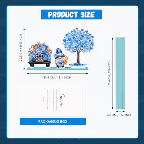 Smile Father's Day Wooden Table Decor Blue Heart Tree Beer Truck Gnome with Beer Desktop Decorations for Home Office Shelf Gift for Dad Husband Grandpa - style: Tree Dad