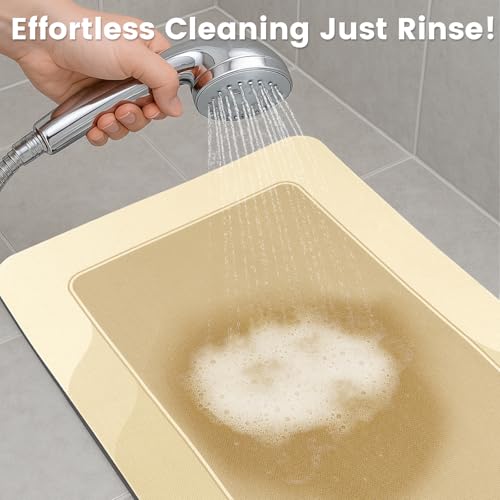 ArtyCozy Super Absorbent Stain Resistant Soft Bath Mat, Khaki, 17'' × 27'' - color: Khaki, size: 17‘’×27‘’