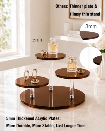 3-Tier Acrylic Display Riser for Lego Botanical, Figurine Stand - color: 5mm thickness- Tea Brown