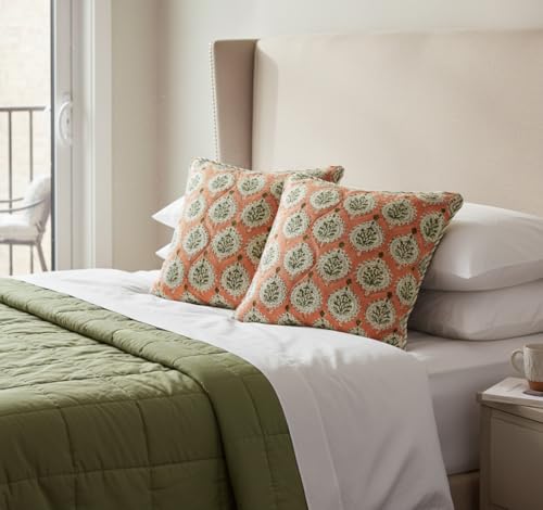ATOSII Cotton Blockprint Throw Pillow Cover, Kari, Set of 2, 18 X 18 - color: Kari, size: 18" x 18" (Pack of 2)