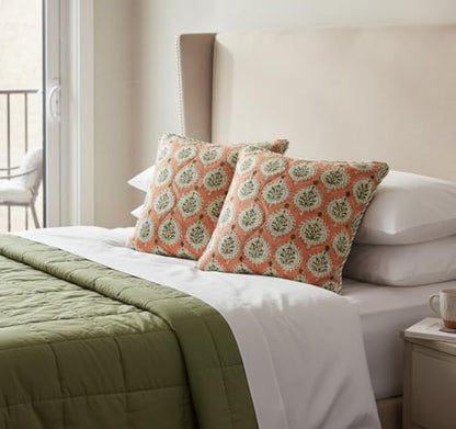 ATOSII Cotton Blockprint Throw Pillow Cover, Kari, Set of 2, 18 X 18 - color: Kari, size: 18" x 18" (Pack of 2)