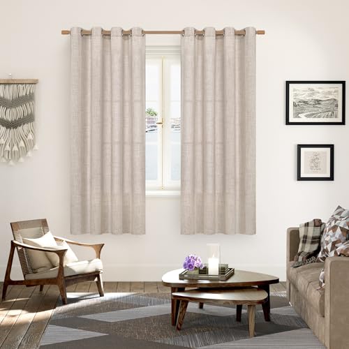 YoungsTex Natural Linen Curtains 72 Inch Long 2 Panels for Living Room - color: Natural, size: 52"W x 72"L (Pack of 2)