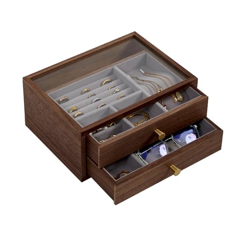 Black Walnut Jewelry Organizer, 2 Layer - size: 2 Layer