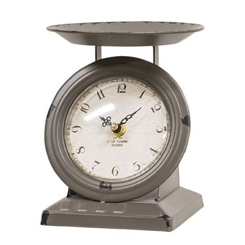 First of a Kind Vintage Scale Clock - Vintage Tabletop Clock for Farmhouse - Mid-Century Style, Metal Vintage Scale Clock for Kitchen & Living Room Decoration (Gray) - color: Gray