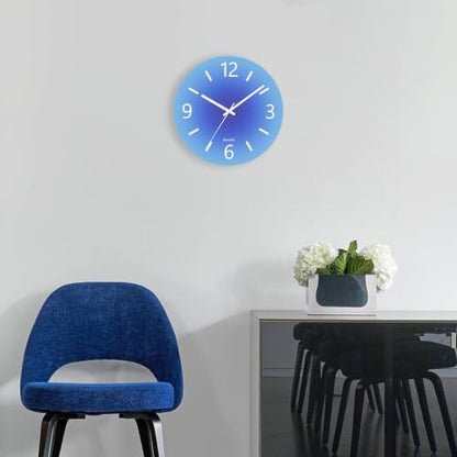 Tempered Glass Large Wall Clock, 14 Inch Decorative Clock - Blue - color: Blue