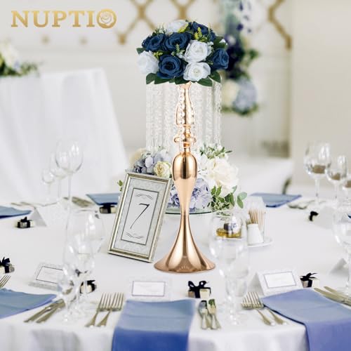 NUPTIO Flower Centerpieces for Tables, Fake Rose Balls, Navy Blue & White - color: Navy Blue & White, size: 2 Pcs