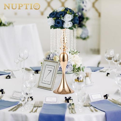 NUPTIO Flower Centerpieces for Tables, Fake Rose Balls, Navy Blue & White - color: Navy Blue & White, size: 2 Pcs