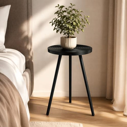 Lawn Social Tall Plant Stand Indoor, 20" Wood Metal Pedestal, Black - color: Black