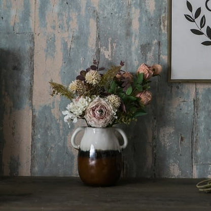 Tanvecle 3-Tone Grad Ceramic Vase with Handles, 7" Modern Farmhouse Decor - color: 3-tone Grad