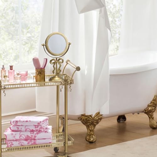 Novabright 7" Golden Bow Vanity Mirror, Swivel Makeup Mirror Stable Base
