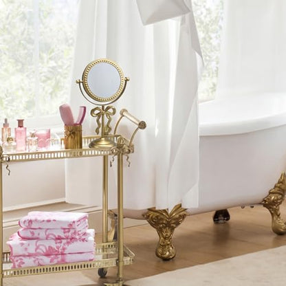 Novabright 7" Golden Bow Vanity Mirror, Swivel Makeup Mirror Stable Base