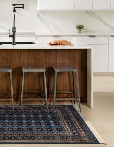 Rugs.com Bokhara Collection Rug – 2x3 Blue Medium-Pile Rug Perfect for Entryways, Kitchens, Breakfast Nooks, Accent Pieces - color: Blue, size: 2' x 3'