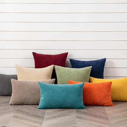 GAWAMAY Beige Chenille Throw Pillow Covers 24x24 Set of 2 for Couch - color: Beige, size: 24" x 24" (Pack of 2)