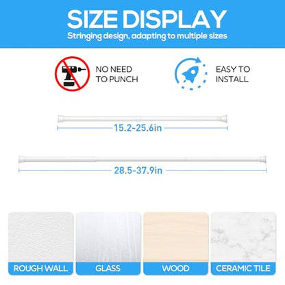 4Pcs Spring Tension Curtain Rod, White Tension Rod 16-36 Inch - color: White, size: 16-36inch（4PCS）