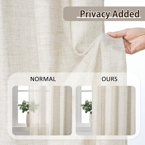 RAIN CITY Natural Custom Viral Curtains 130 Inches Long, Pinch Pleated Window Drapes for Living Room, Farmhouse Rustic Crude Extra Long Curtain 2 Panels Set 42 x 130-inch - color: Natural, size: 42"W x 130"L (Pack of 2)