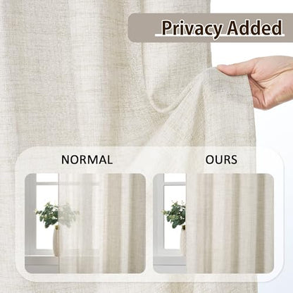 RAIN CITY Natural Custom Viral Curtains 130 Inches Long, Pinch Pleated Window Drapes for Living Room, Farmhouse Rustic Crude Extra Long Curtain 2 Panels Set 42 x 130-inch - color: Natural, size: 42"W x 130"L (Pack of 2)