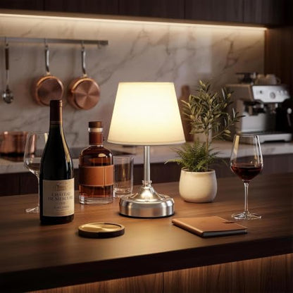 Small Cordless Table Lamp Rechargeable Silver - color: Silver-S