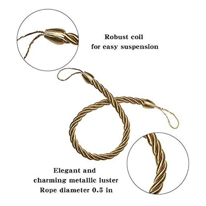 BEL AVENIR Curtain Tiebacks Ropes Tie-Backs,Handmade Holdbacks(Gold,4P) - color: Golden, size: 4pack
