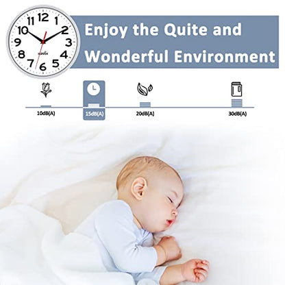HIPPIH 10 Inch Wall Clock, 2Pack Silent Non Ticking Battery Operated Clocks - color: Silver, size: 10 inches