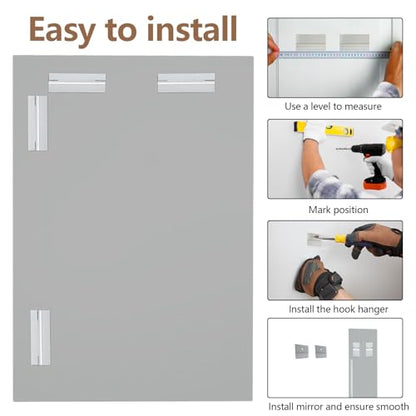 22x30 Inch Rectangle Frameless Mirror, Beveled Bathroom Mirror - size: 22"L x 30"W
