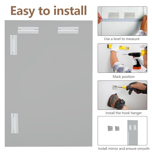 30x36 Inch Rectangle Frameless Mirror, Beveled Bathroom Mirror - size: 30"L x 36"W