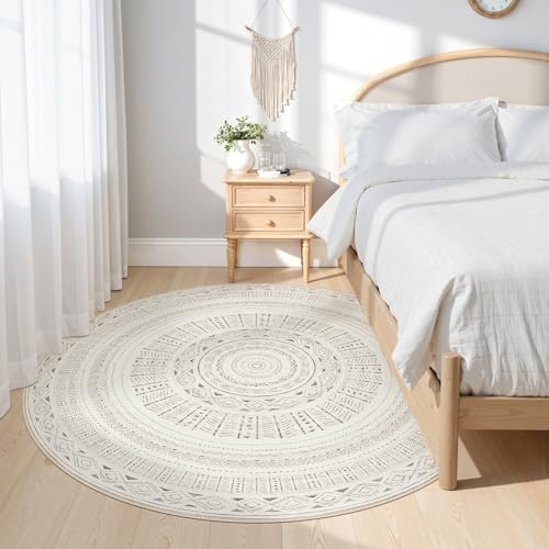cotiled 6x6 Round Rug 6ft Circle Living Room Boho Area Rugs - color: Light Brown/Cream, size: 6' (Round)