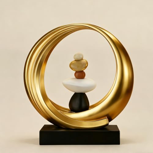 Gold Sculptures Decor for Modern Home Shelves Fireplace Mantel - color: Gold and Multicolored