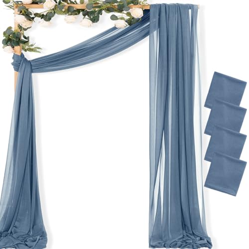 Sheer Gauze Wedding Arch Draping Fabric 29" x 20 FT 4 Panel Dusty Blue - color: Dusty Blue, size: 29"w x 240"l (Pack of 4)