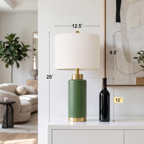 USumkky 25'' Ceramic Table Lamps Set of 2 for Bedroom Living Room Green - color: 25" Green-2 Pack
