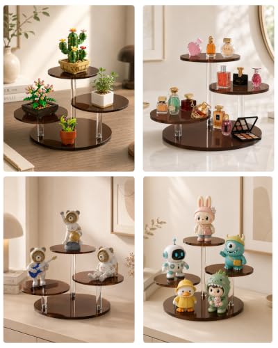 3-Tier Acrylic Display Riser for Lego Botanical, Figurine Stand - color: 5mm thickness- Tea Brown