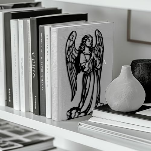 Peacoblue 5.3"x4.3"x7.9" Metal Bookends, Heavy Duty Book Ends for Shelves - style: Angel