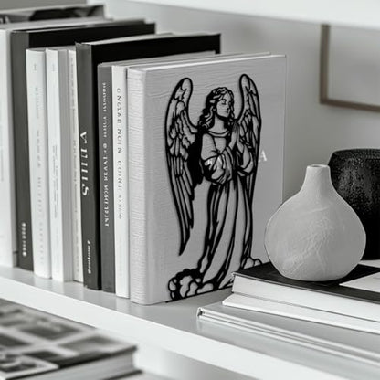 Peacoblue 5.3"x4.3"x7.9" Metal Bookends, Heavy Duty Book Ends for Shelves - style: Angel