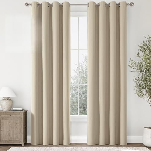ChrisDowa Natural Blackout Curtains 90 Inches Long 2 Panels for Bedroom - color: Natural Linen, size: 52"W x 90"L (Pack of 2)